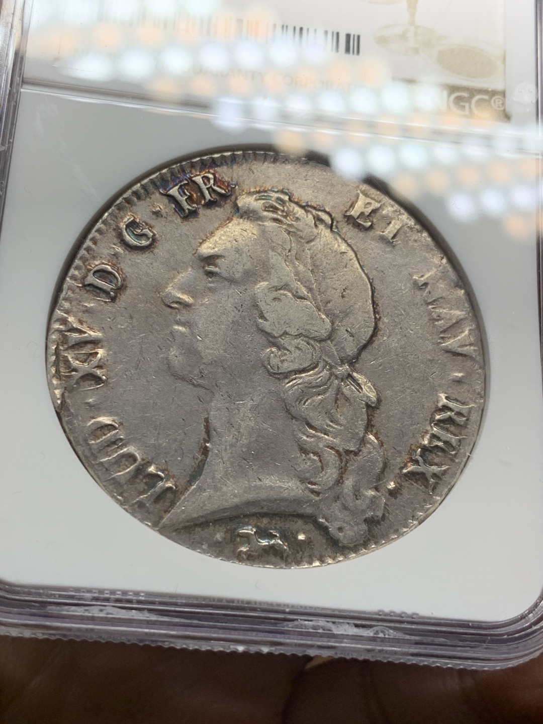 《竞宝斋》第31场（年内尾拍）-周日，周一，周二3场连拍（全场顺丰包邮） 唯一冠军分 NGC-XF40 法国 1757年 L版 路易十五埃居大银币 细节清晰，少见品种本枚冠军 上分太难