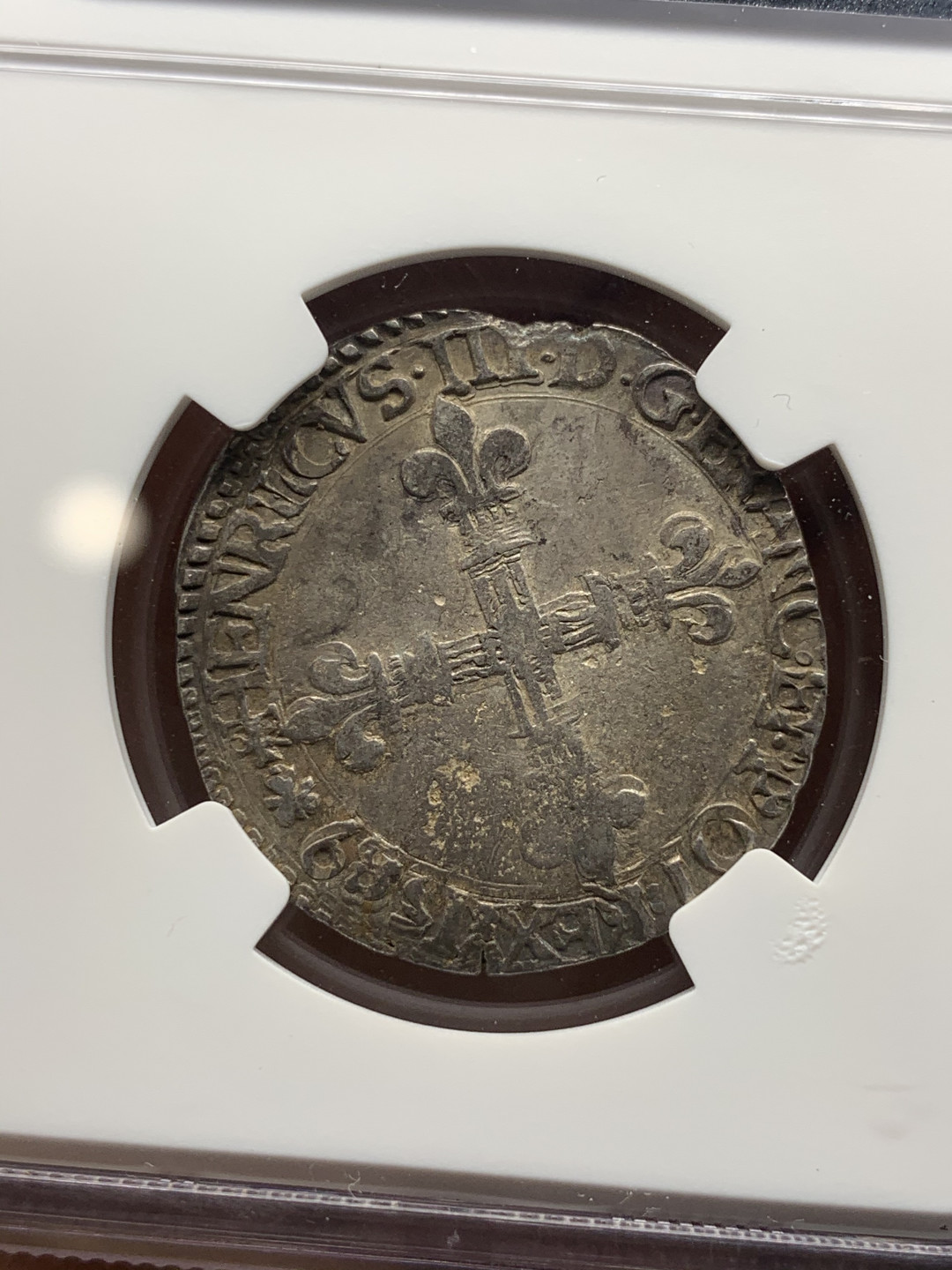 《竞宝斋》第31场（年内尾拍）-周日，周一，周二3场连拍（全场顺丰包邮） NGC XF45 法国 1589年 亨利三世  1/4埃居  打制银币 稀少品种