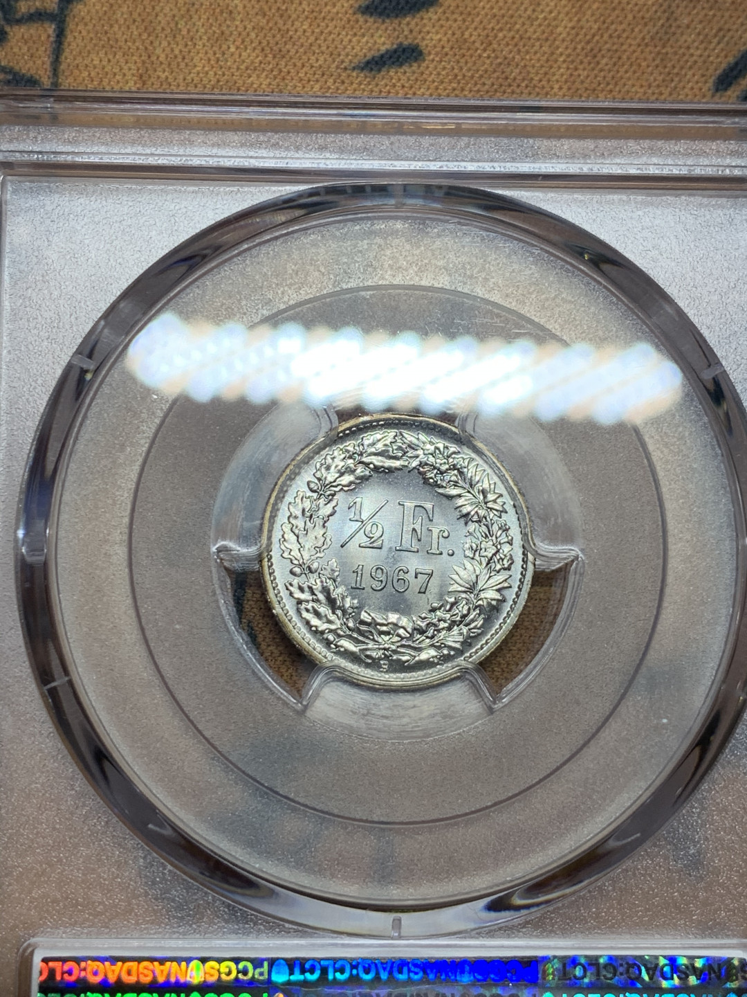 《竞宝斋》第31场（年内尾拍）-周日，周一，周二3场连拍（全场顺丰包邮） PCGS-MS68 1967年瑞士1/2法郎银币 关门年超高分 值得收藏