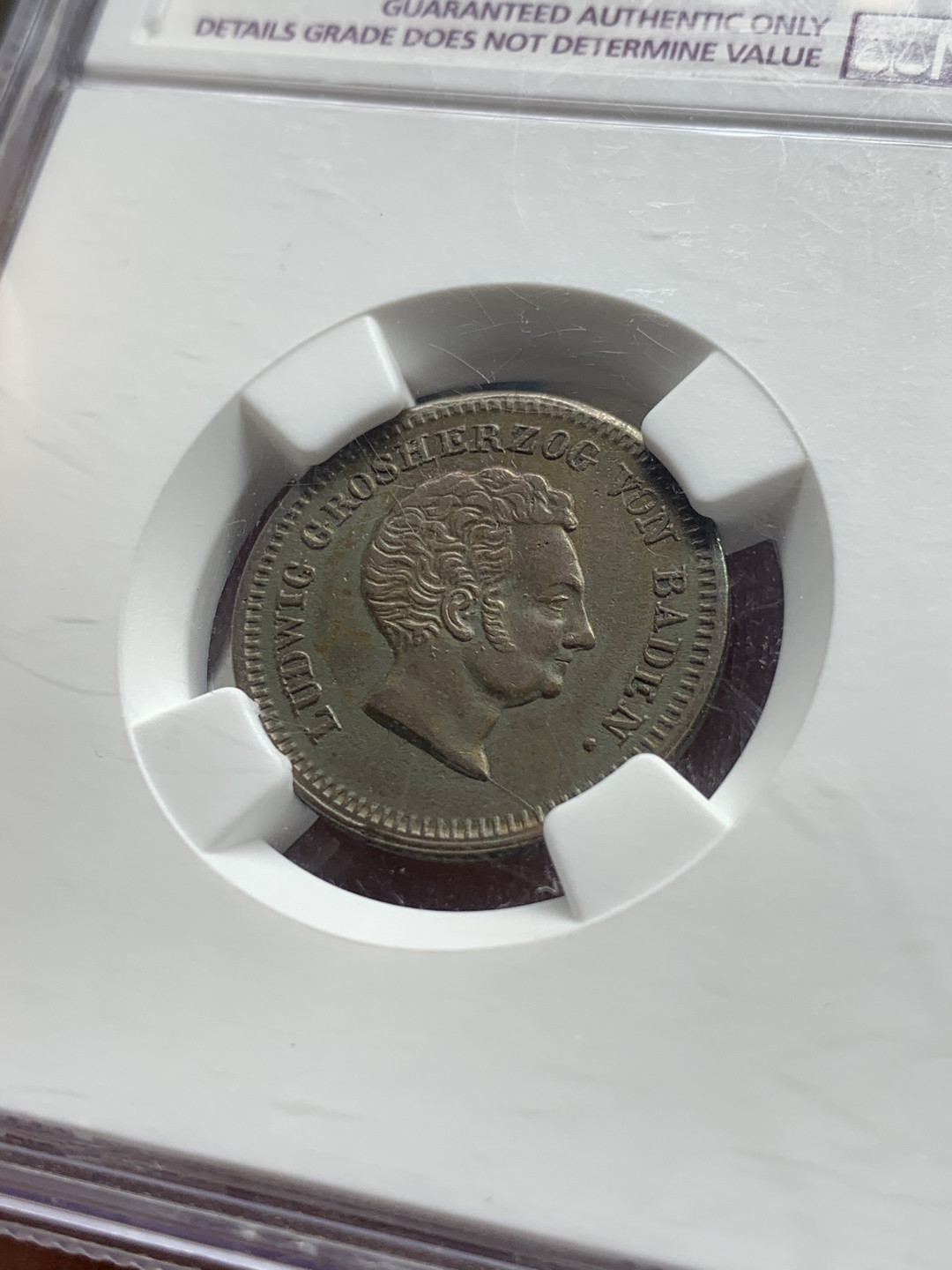 《竞宝斋》第31场（年内尾拍）-周日，周一，周二3场连拍（全场顺丰包邮） NGC-AUD 德国巴登 1829年 1克鲁泽铜币