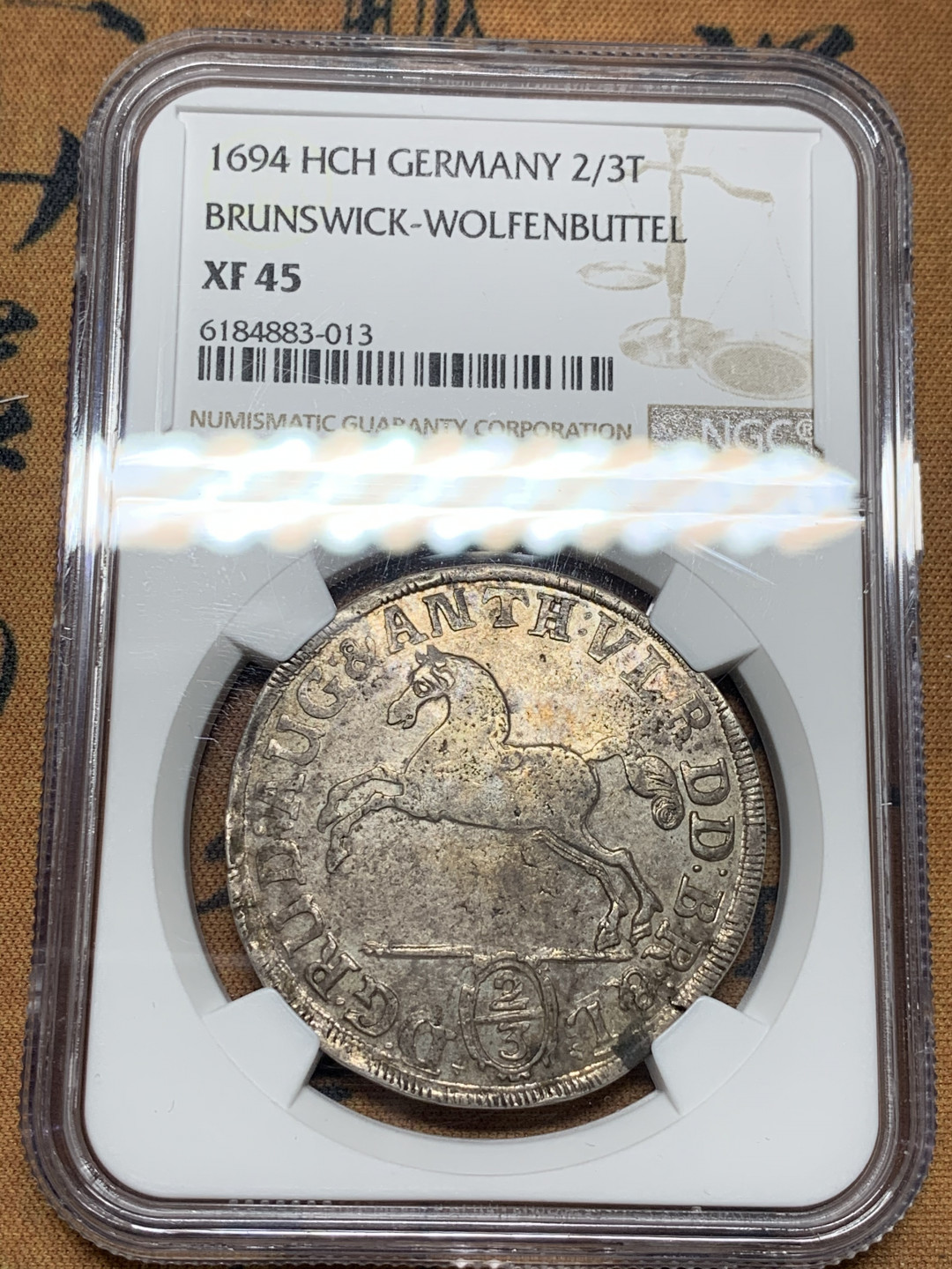 《竞宝斋》第31场（年内尾拍）-周日，周一，周二3场连拍（全场顺丰包邮） NGC-XF45德国1694年 不伦瑞克2/3泰勒  深打好品，少见出分亚军分