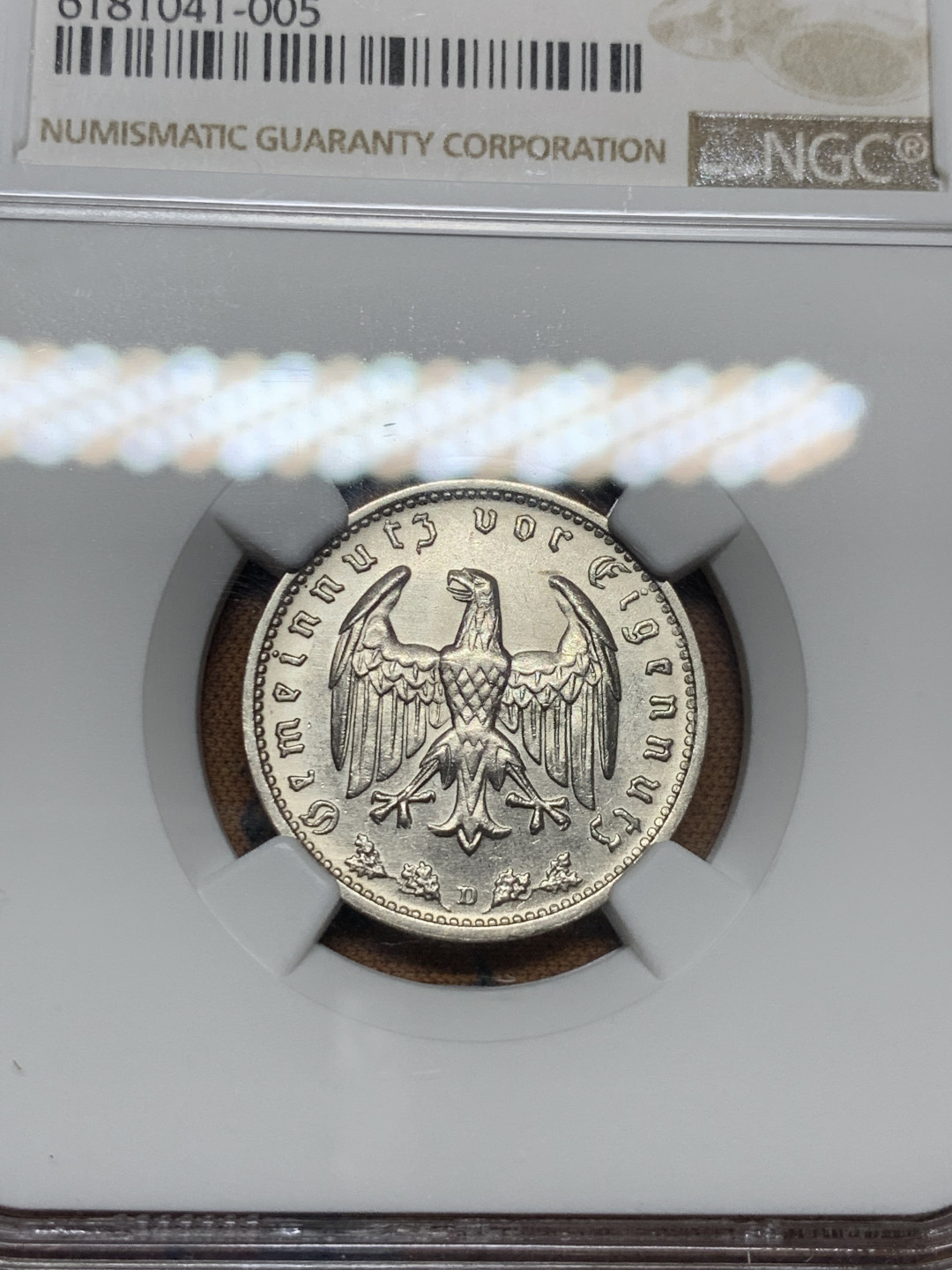 《竞宝斋》第31场（年内尾拍）-周日，周一，周二3场连拍（全场顺丰包邮） NGC MS64 1934年德意志帝国1马克 高分难得