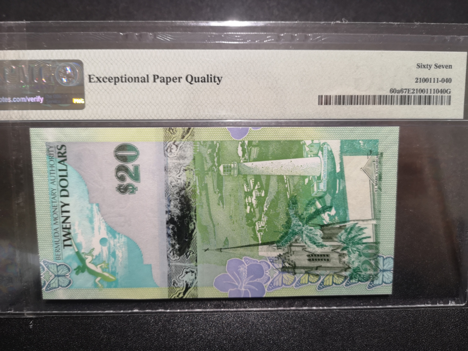 《外钞收藏家》第一百六十五期拍卖（本期80件） 2009年百慕大20刀 PMG67 尾234顺子