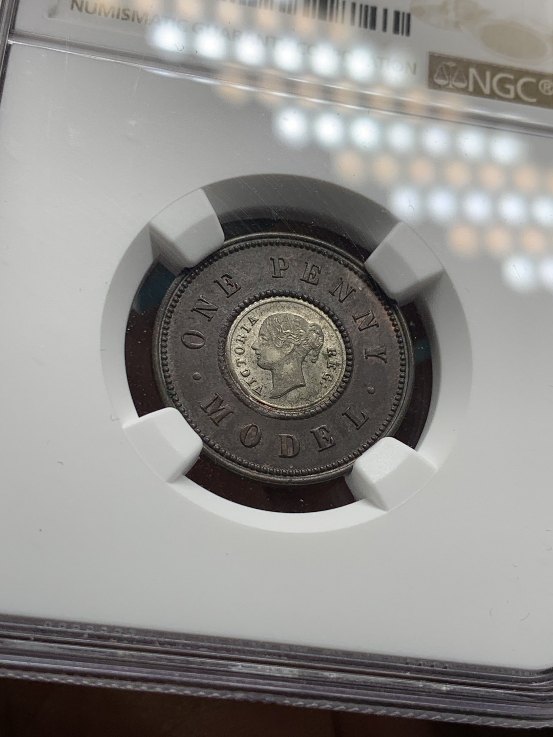 《竞宝斋》第31场（年内尾拍）-周日，周一，周二3场连拍（全场顺丰包邮） NGC-MS63英国1844年双色便士 亚军分高分仅一枚，x9b版少见