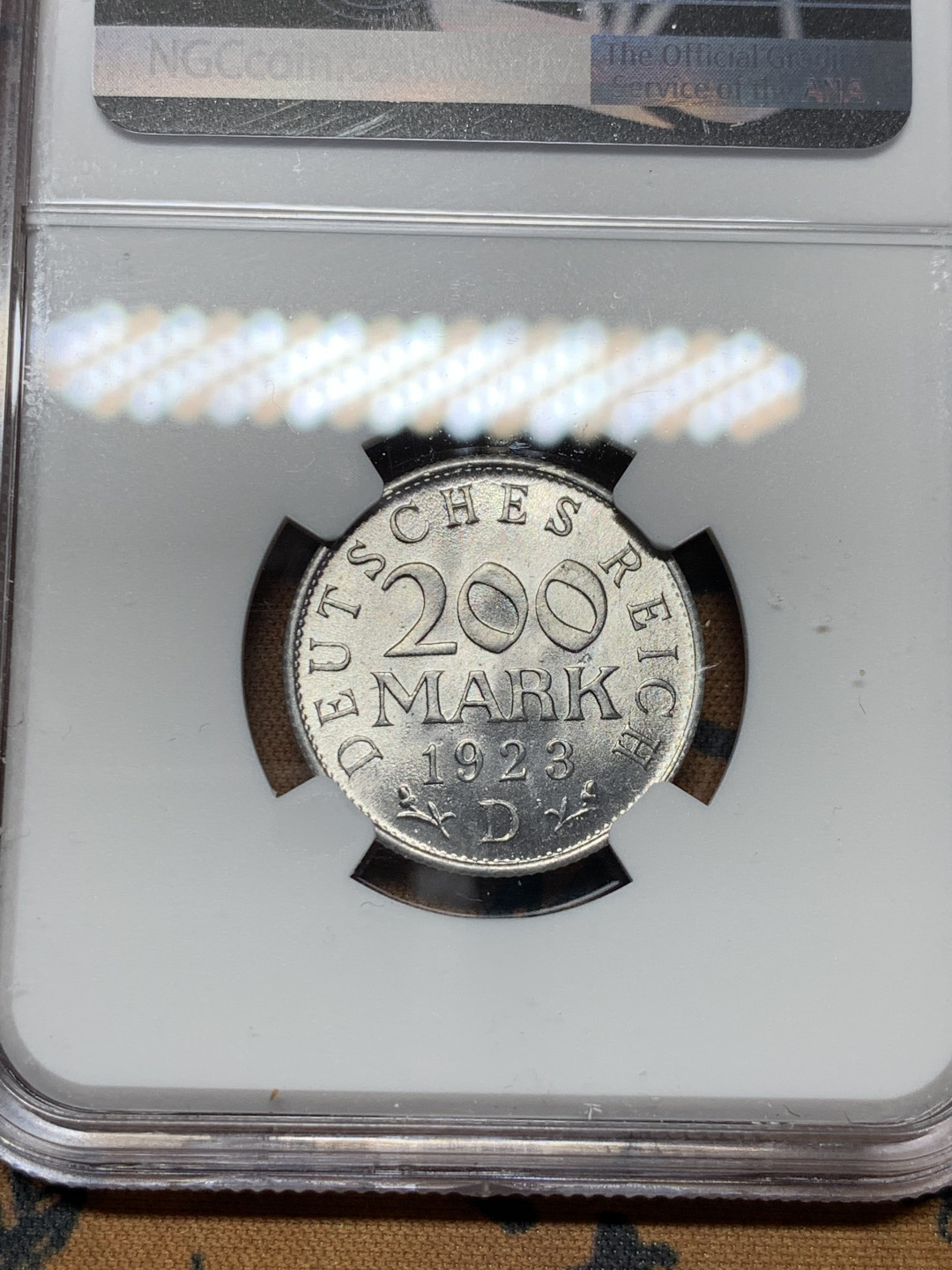 《竞宝斋》第31场（年内尾拍）-周日，周一，周二3场连拍（全场顺丰包邮） NGC MS66 1923年魏玛德国200马克 收藏级仅有三枚更高分