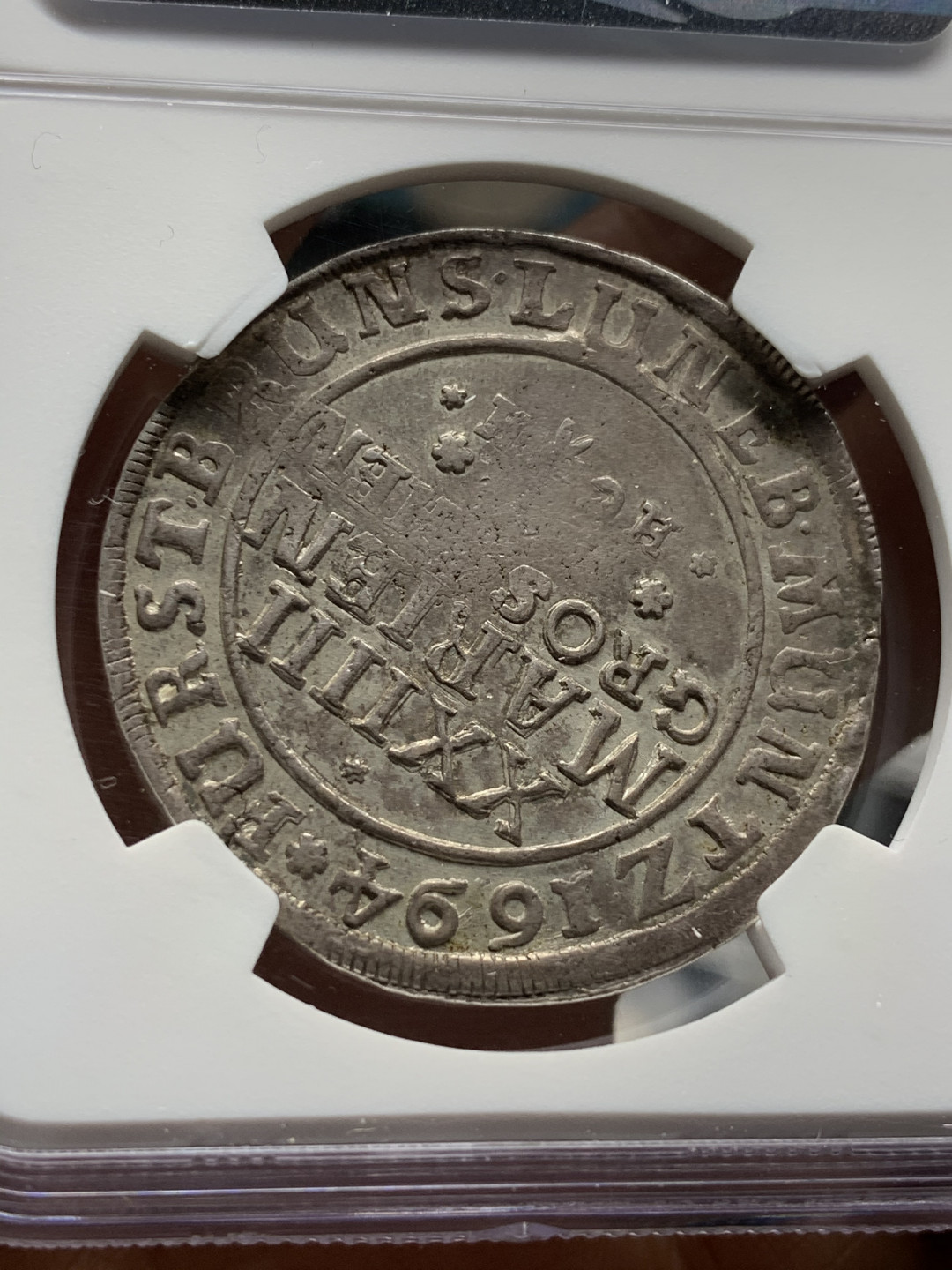 《竞宝斋》第31场（年内尾拍）-周日，周一，周二3场连拍（全场顺丰包邮） NGC-XF45德国1694年 不伦瑞克2/3泰勒  深打好品，少见出分亚军分