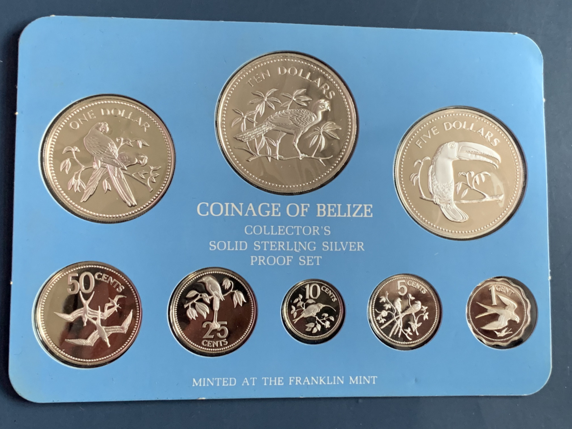 《竞宝斋》第31场（年内尾拍）-周日，周一，周二3场连拍（全场顺丰包邮） 伯利兹 1976年 精制套币8枚全银103克原盒原证