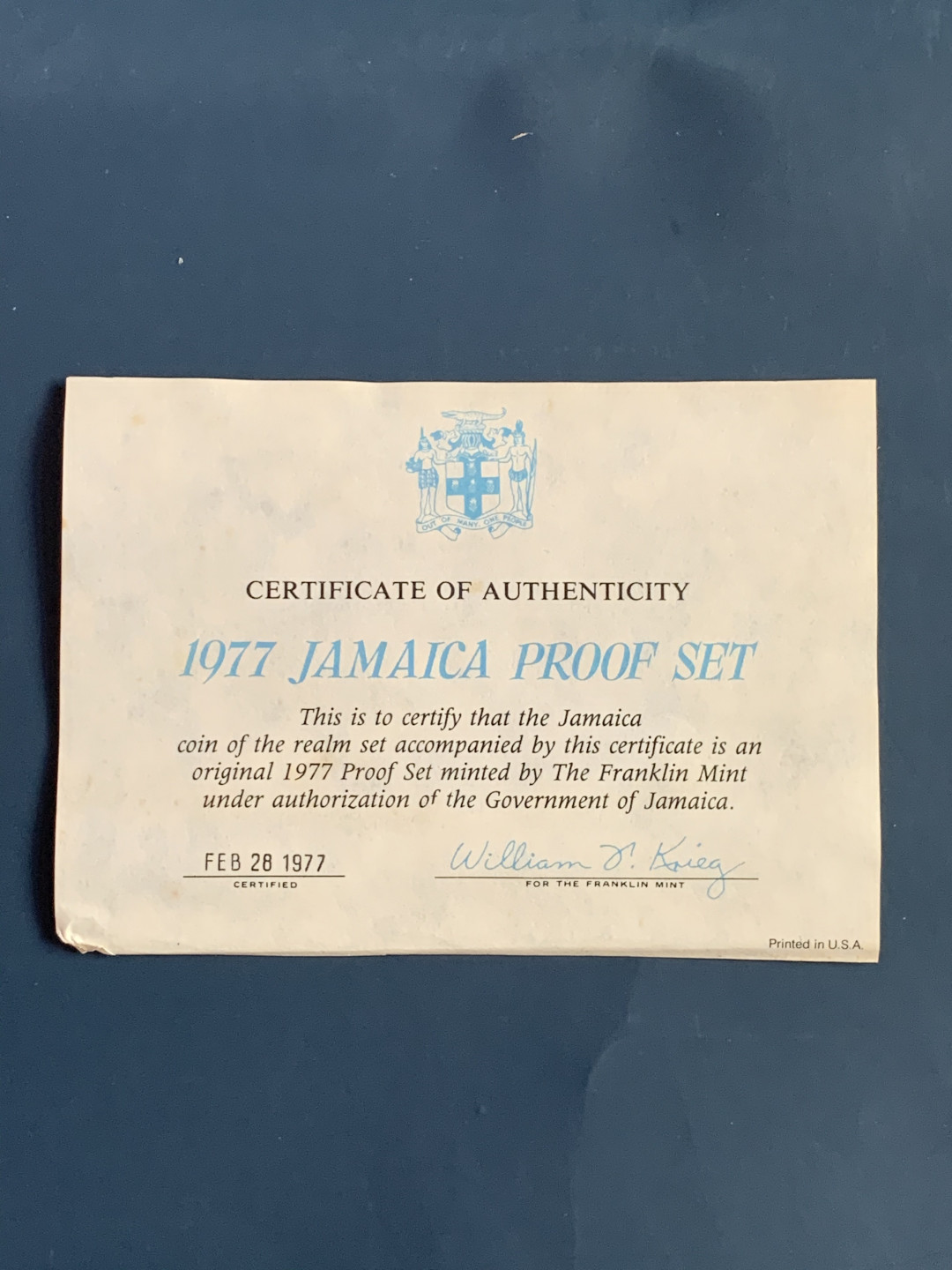 《竞宝斋》第31场（年内尾拍）-周日，周一，周二3场连拍（全场顺丰包邮） 牙买加 1977年 精制套币9枚含2枚大银币80克原盒原证