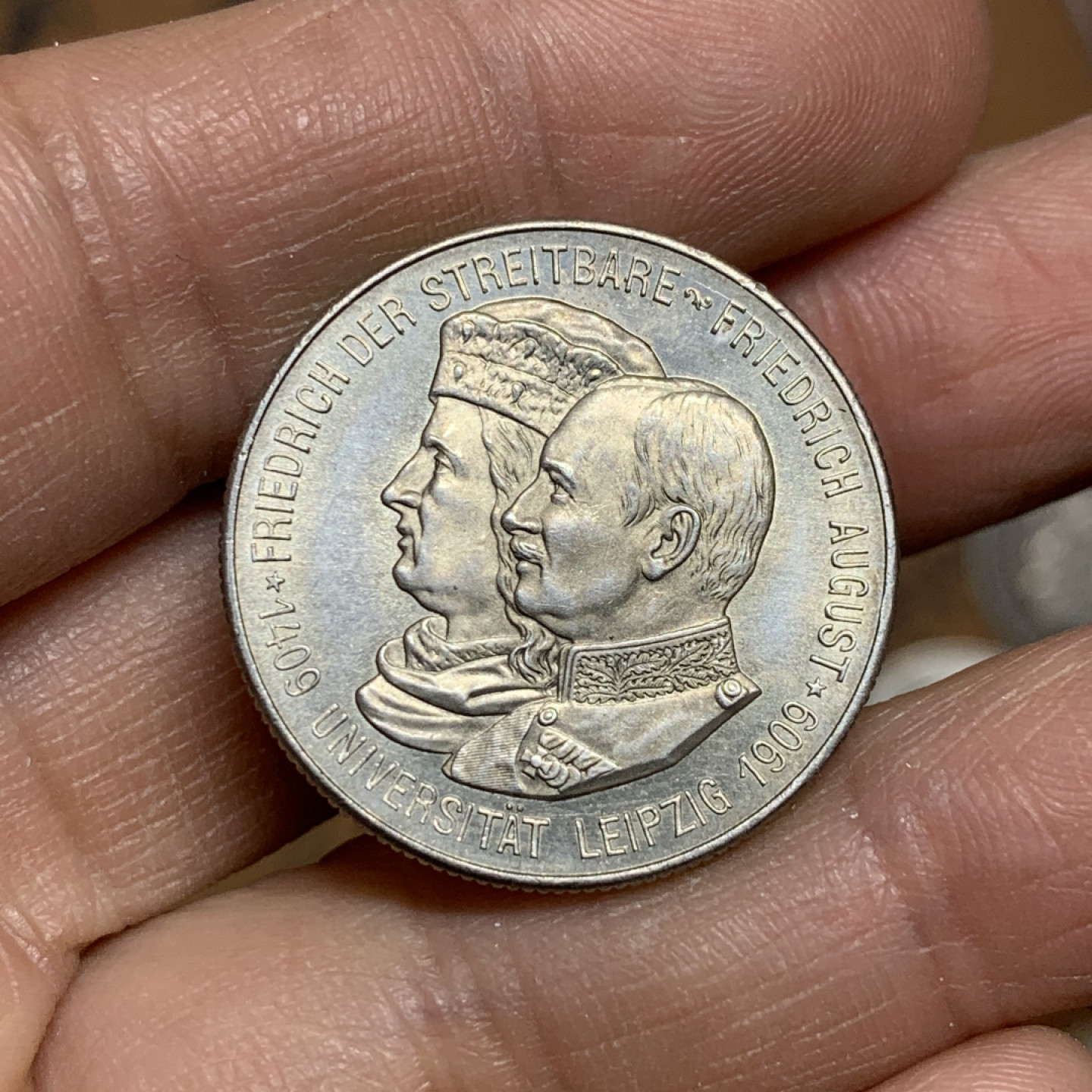 《竞宝斋》第31场（年内尾拍）-周日，周一，周二3场连拍（全场顺丰包邮） 萨克森莱比锡大学2马克 1909年 MS品质