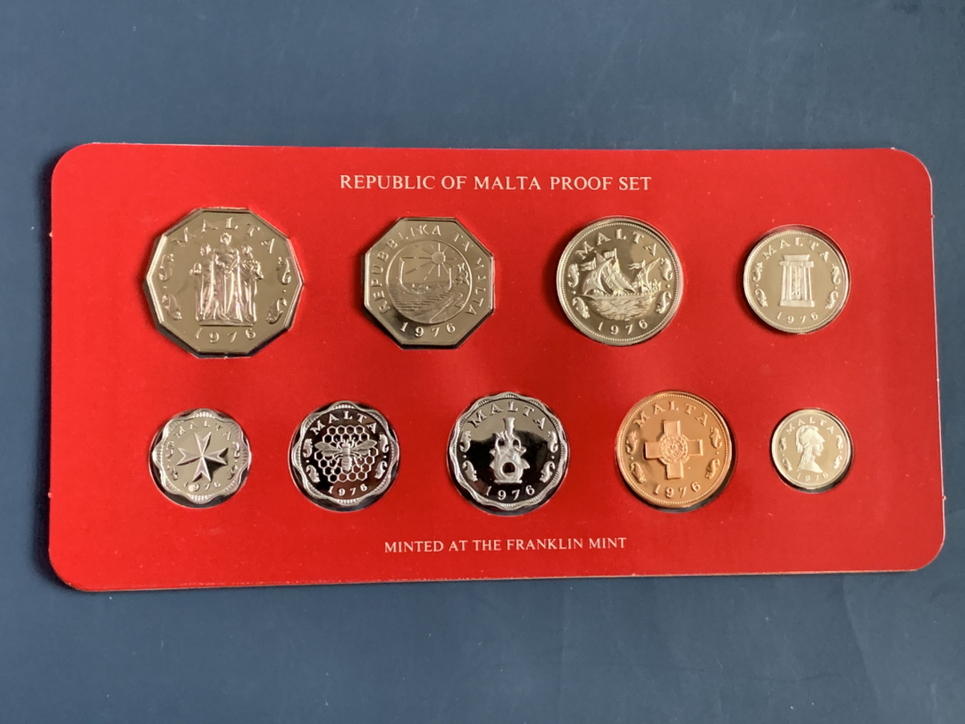 《竞宝斋》第31场（年内尾拍）-周日，周一，周二3场连拍（全场顺丰包邮） 马耳他 1976年 精制套币9枚原盒原证