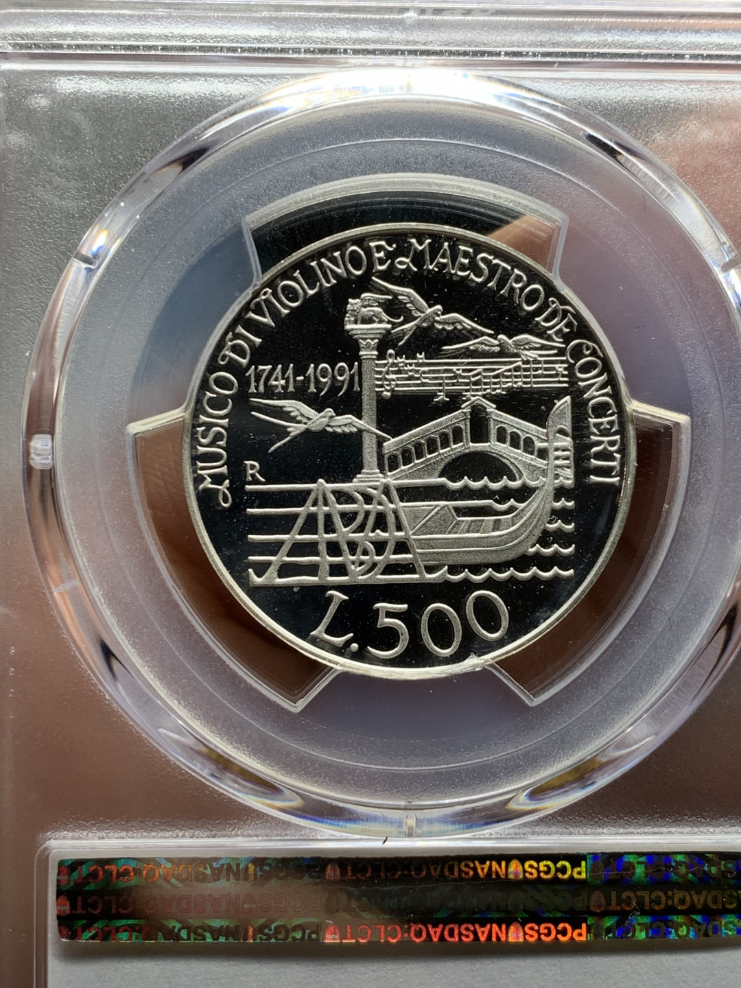 《竞宝斋》第31场（年内尾拍）-周日，周一，周二3场连拍（全场顺丰包邮） PCGS-PR68DCAM 唯一冠军分！ 意大利500里拉精制纪念银币