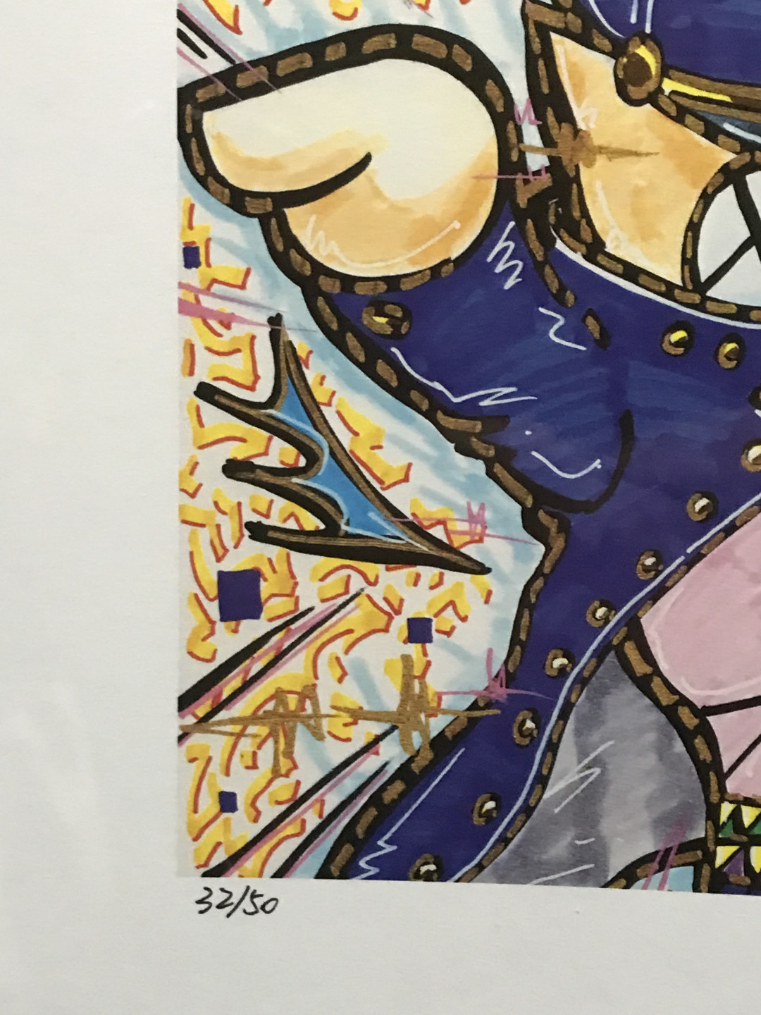 零元拍：歪歪亲笔签名 OWSON系列限量插画复制画《JOJO》，尺寸约22/22厘米，拍品不含镜框