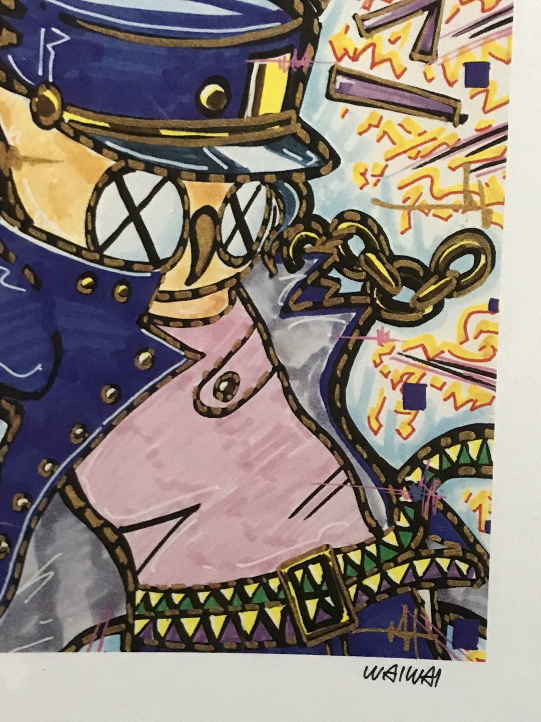 零元拍：歪歪亲笔签名 OWSON系列限量插画复制画《JOJO》，尺寸约22/22厘米，拍品不含镜框