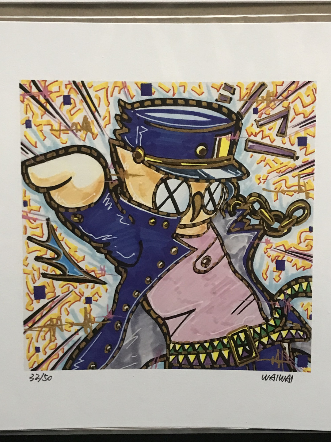 零元拍：歪歪亲笔签名 OWSON系列限量插画复制画《JOJO》，尺寸约22/22厘米，拍品不含镜框