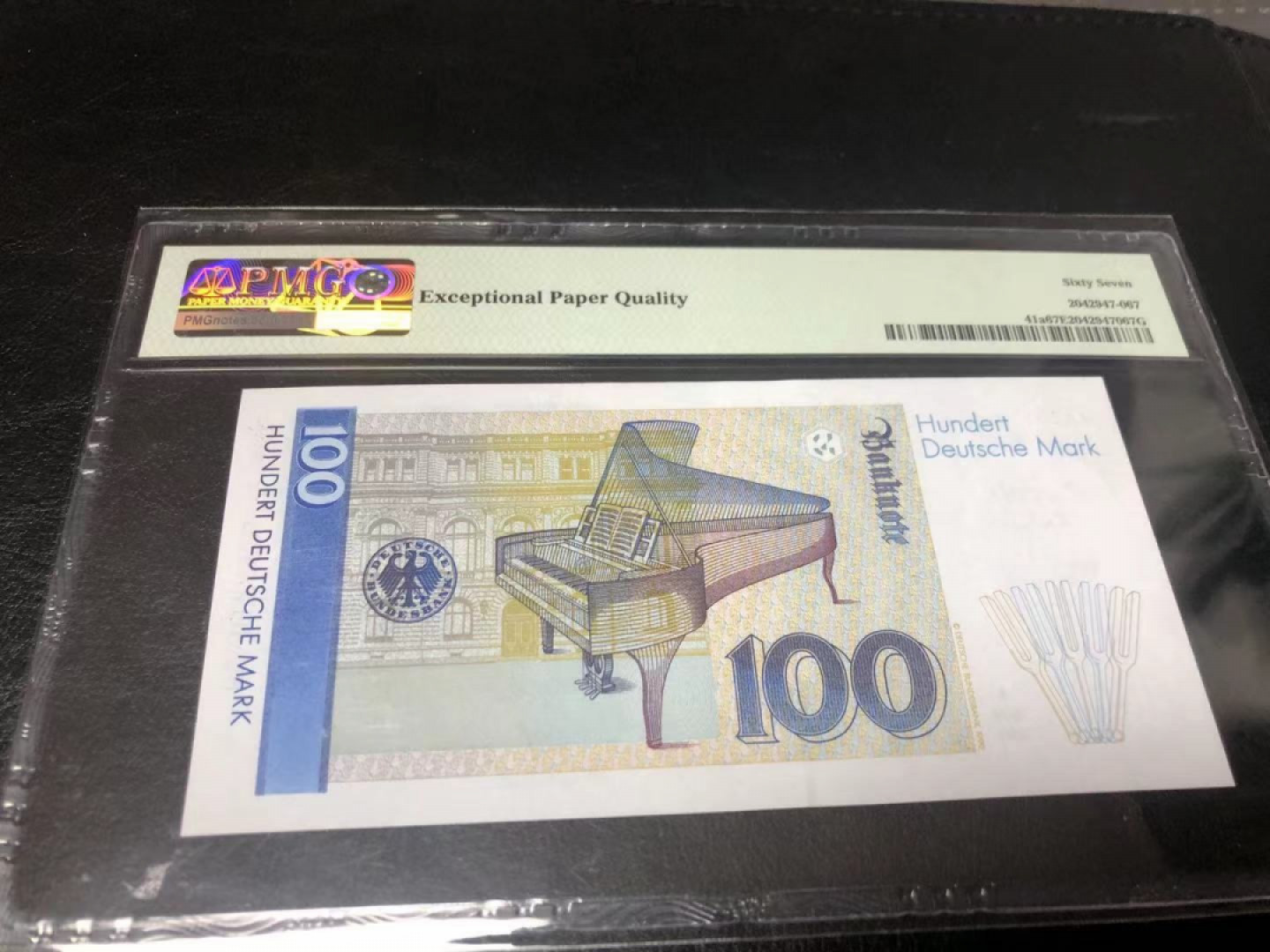 Chase Auction 第1期 - -世界纸币精萃 1989年德国100马克，PMG67分，AA冠。美女钢琴家克拉拉舒曼，情史坎坷，以演奏贝多芬和萧邦作品闻名！