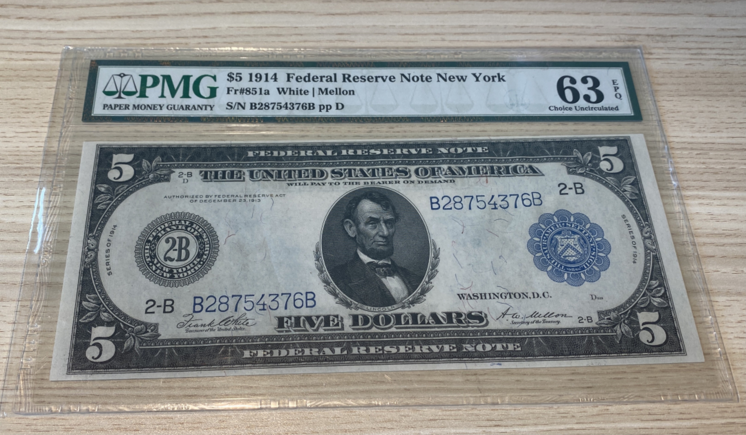 Chase Auction 第1期 - -世界纸币精萃 1914年美国5美元，工农版，非常精美！背面雕刻人物形象表情栩栩如生！