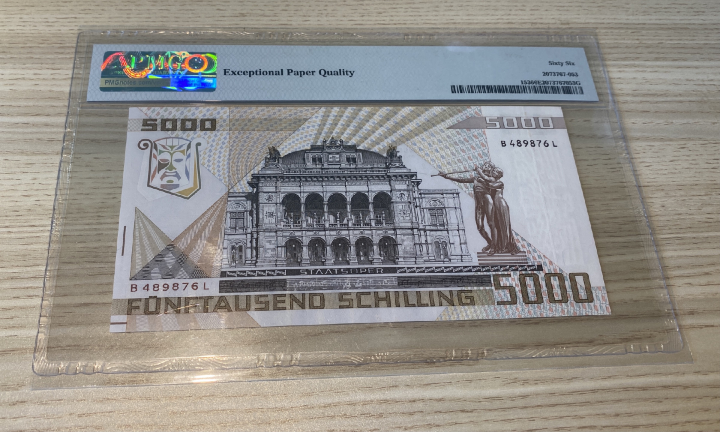 Chase Auction 第1期 - -世界纸币精萃 1988年奥地利5000先令，PMG66分，名誉品莫扎特！