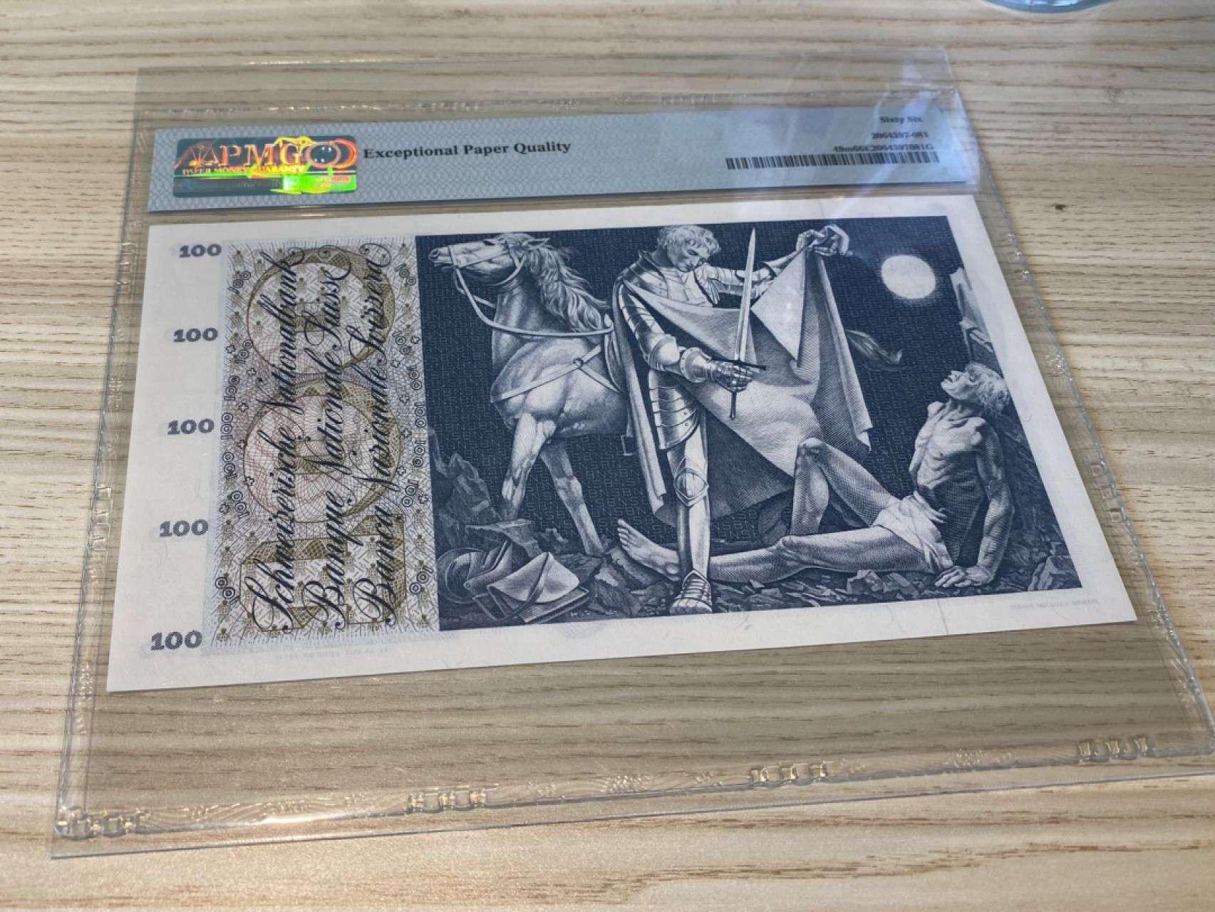 Chase Auction 第1期 - -世界纸币精萃 1971年瑞士100法郎，PMG66分，圣马丁割袍！关于理想和信念的传奇故事！