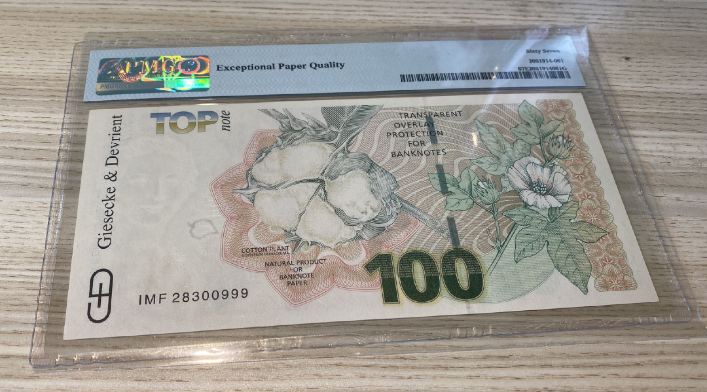 Chase Auction 第1期 - -世界纸币精萃 德国捷德测试钞，经典马奎斯夫人，PMG67分，豹子号999！
