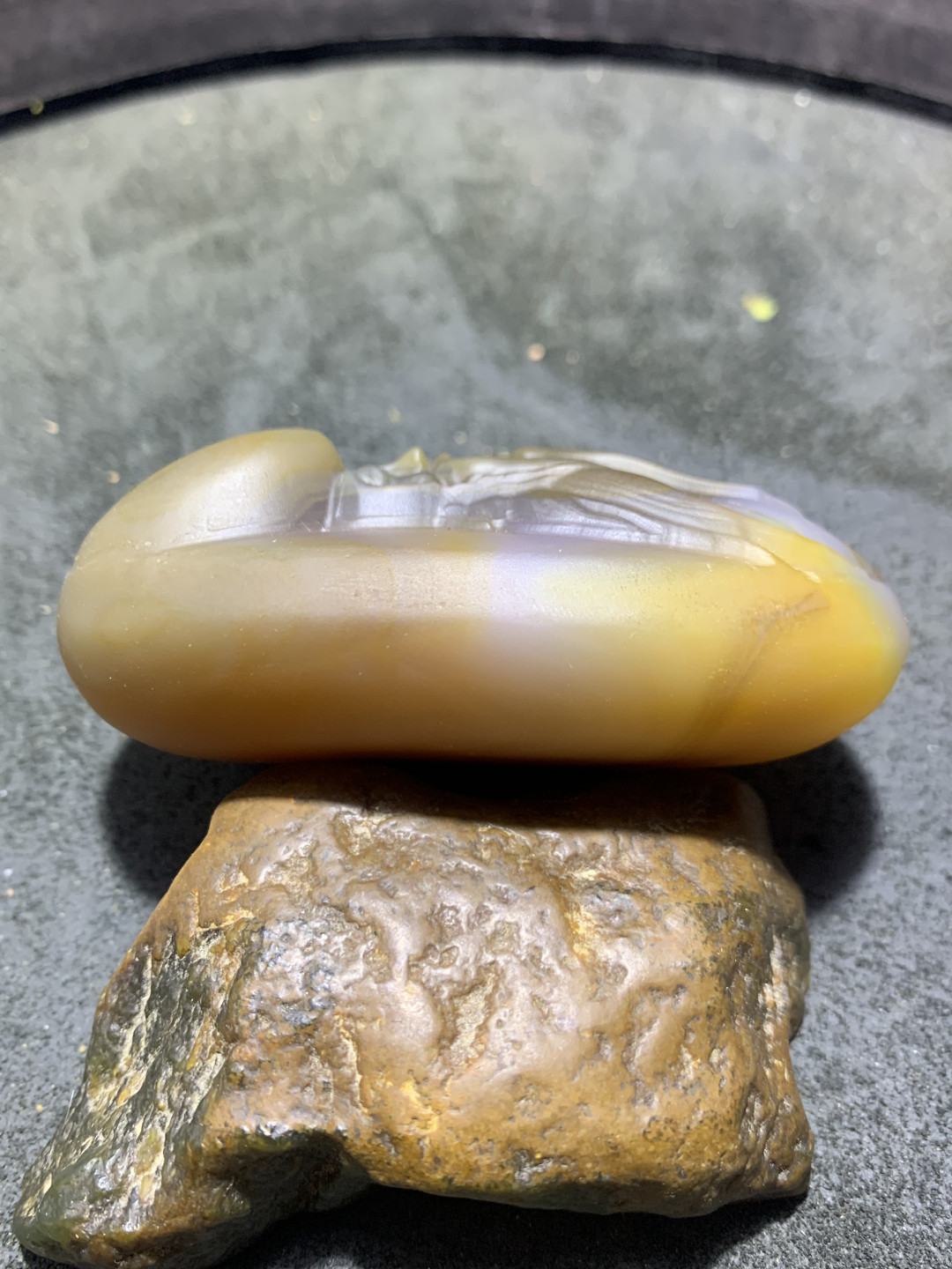 精美高玉化巴西玛瑙雕刻寿星把件一个，