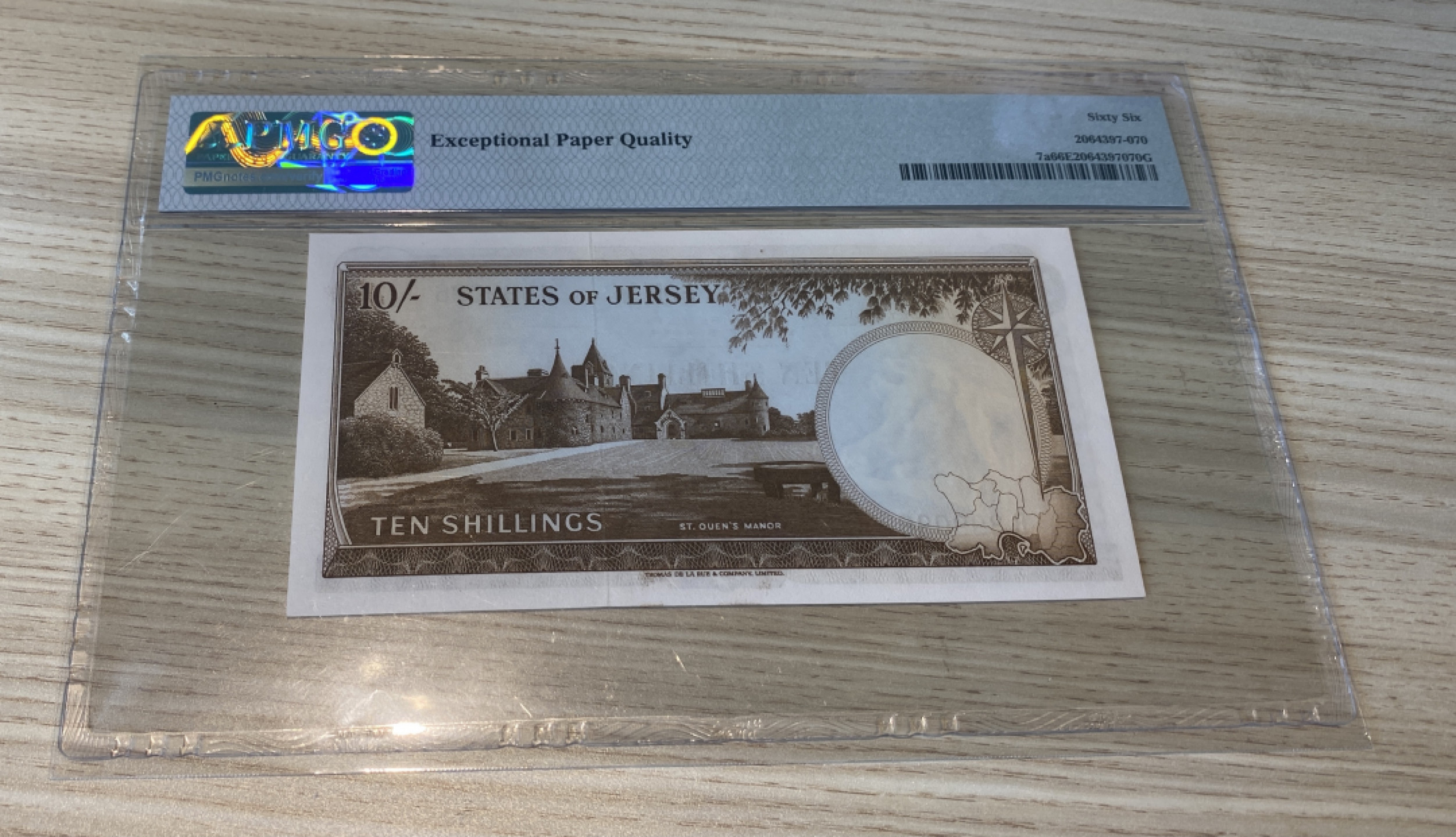 Chase Auction 第1期 - -世界纸币精萃 1963年泽西岛10先令，PMG66分，戎装女王！倒置号！