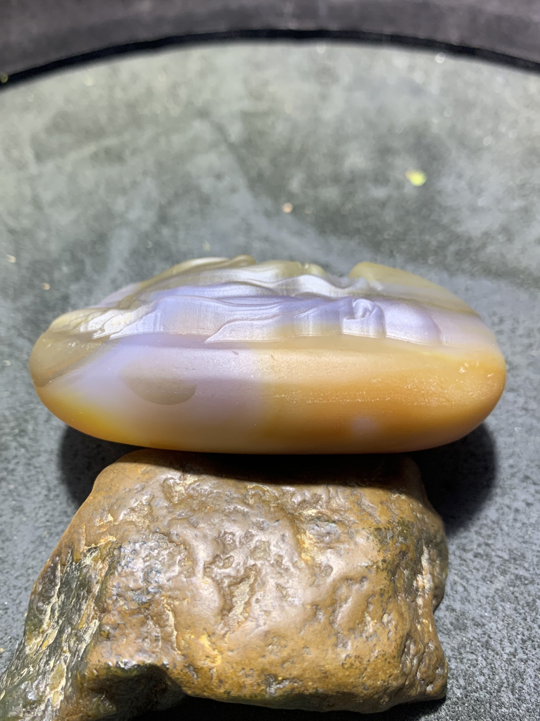 精美高玉化巴西玛瑙雕刻寿星把件一个，