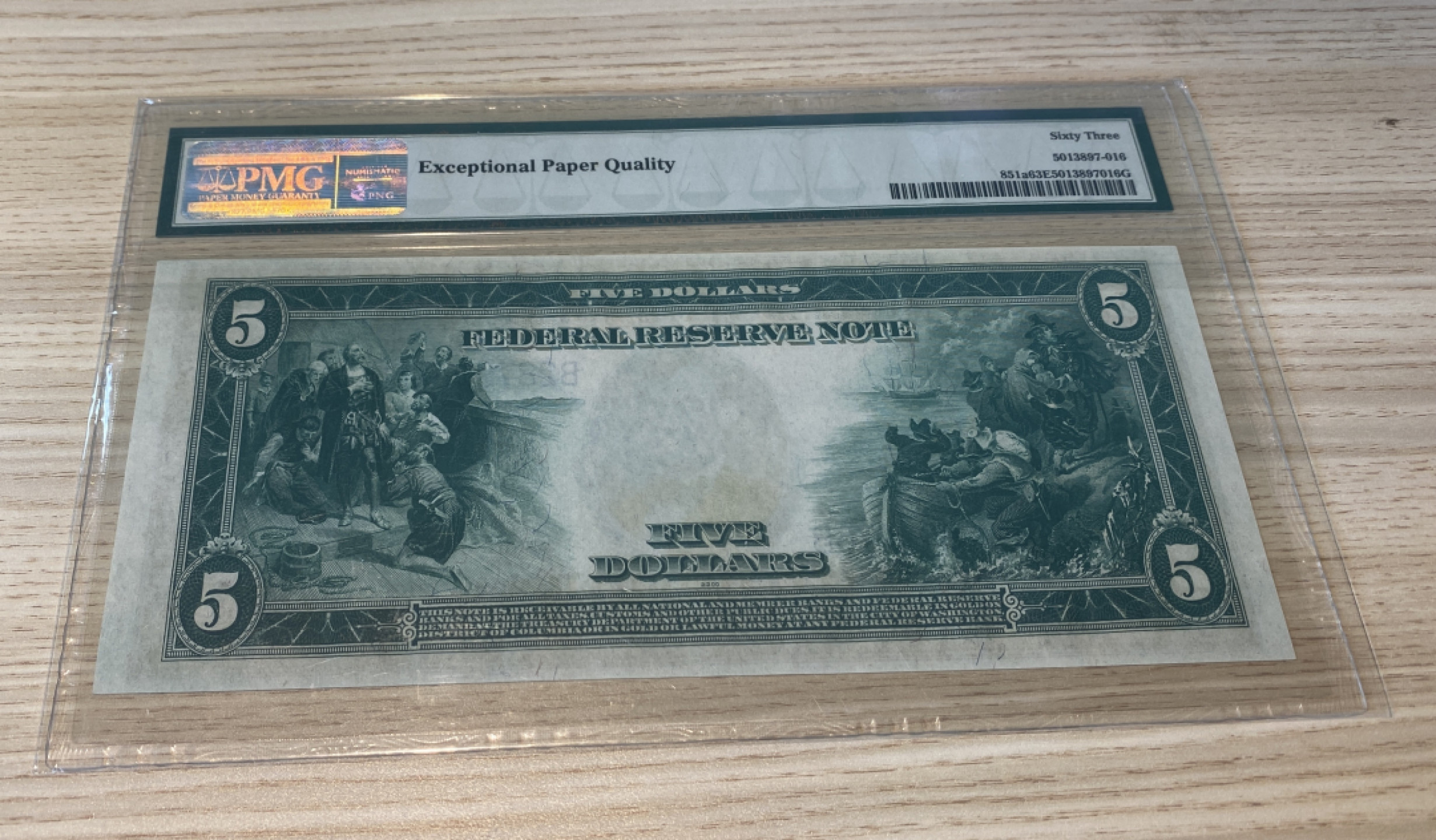 Chase Auction 第1期 - -世界纸币精萃 1914年美国5美元，工农版，非常精美！背面雕刻人物形象表情栩栩如生！