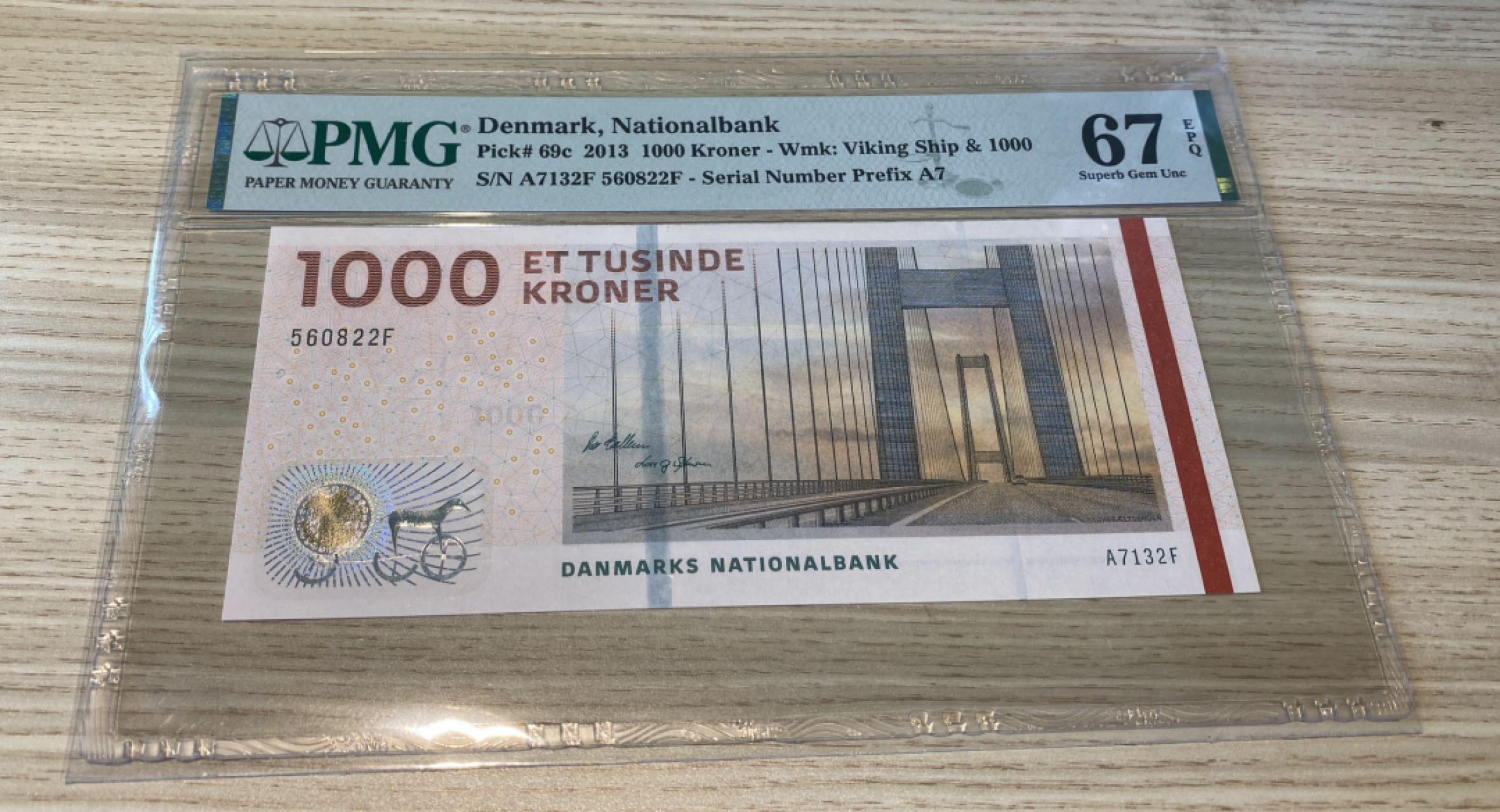 Chase Auction 第1期 - -世界纸币精萃 2013年丹麦1000克朗，PMG67分！