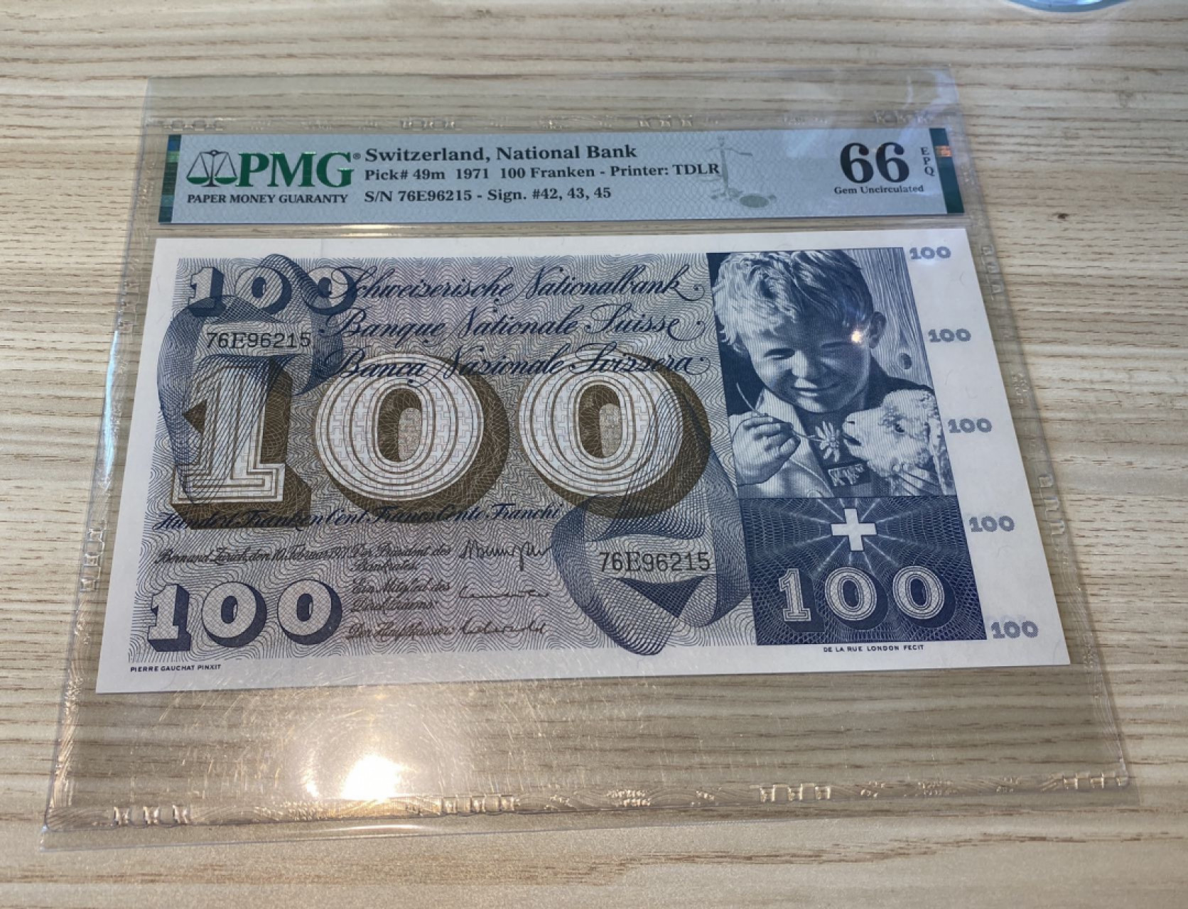 Chase Auction 第1期 - -世界纸币精萃 1971年瑞士100法郎，PMG66分，圣马丁割袍！关于理想和信念的传奇故事！