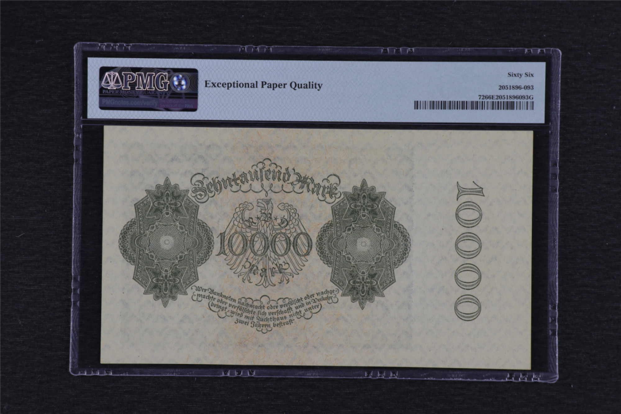 亘邦集藏 第102期-帝国余晖 1922年 德国10000马克 PMG 66EPQ B01474288