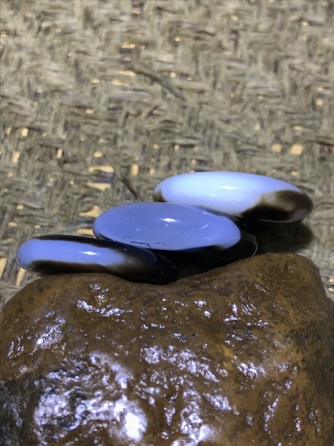 天然通货墨色海洋玉髓平安扣三个！