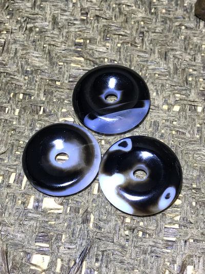 天然通货墨色海洋玉髓平安扣三个！ - 天然通货墨色海洋玉髓平安扣三个！