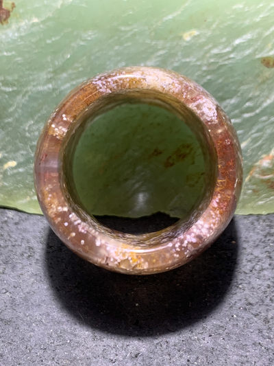 天然高润度罕见水草玛瑙扳指一个 - 天然高润度罕见水草玛瑙扳指一个