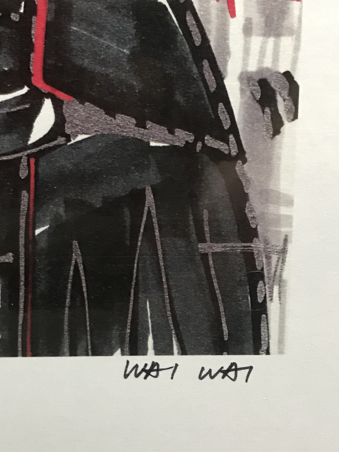 零元拍：歪歪亲笔签名 OWSON系列限量插画复制画《黑武士》，尺寸约22/22厘米，拍品不含镜框