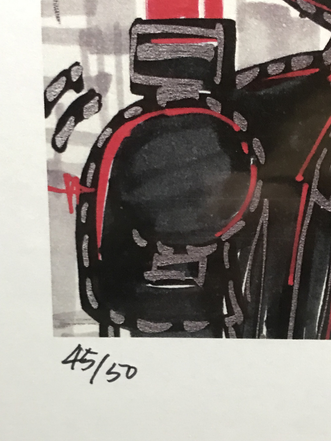 零元拍：歪歪亲笔签名 OWSON系列限量插画复制画《黑武士》，尺寸约22/22厘米，拍品不含镜框