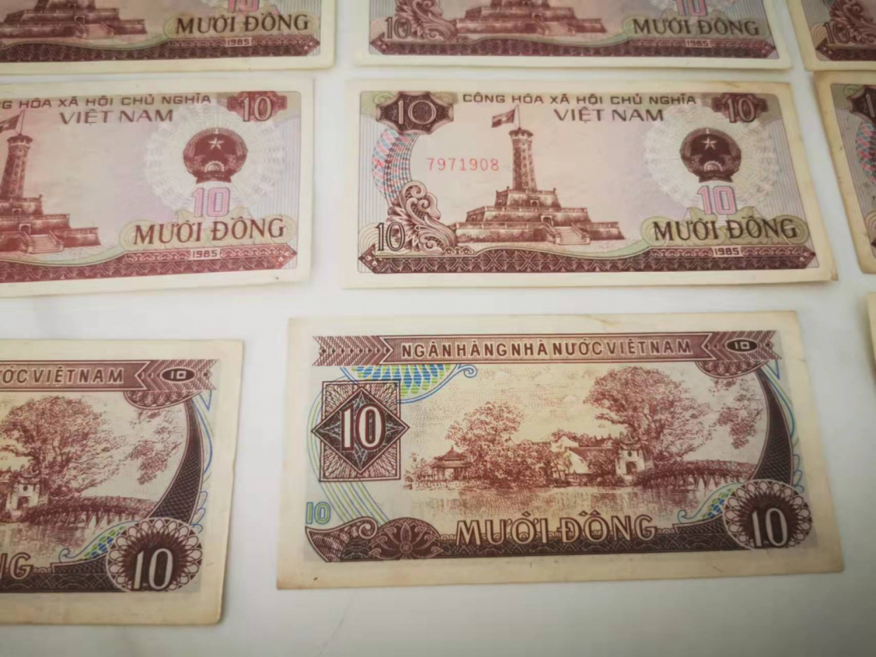 【鲸贝乐淘★叁拍包邮】千字文·第“璇玑悬斡，晦魄环照”号拍卖 【越南🇻🇳】1985年10盾，12张，有脏和斑，无折痕好品相