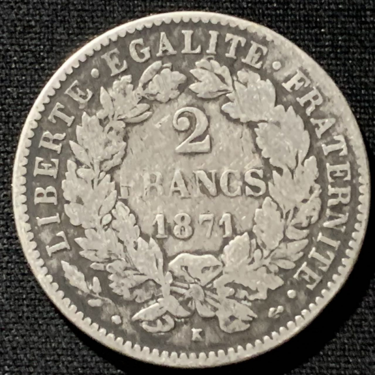 紫瑗钱币——第190期拍卖 法国 1871年 谷物女神 2法郎 10克 0.835银