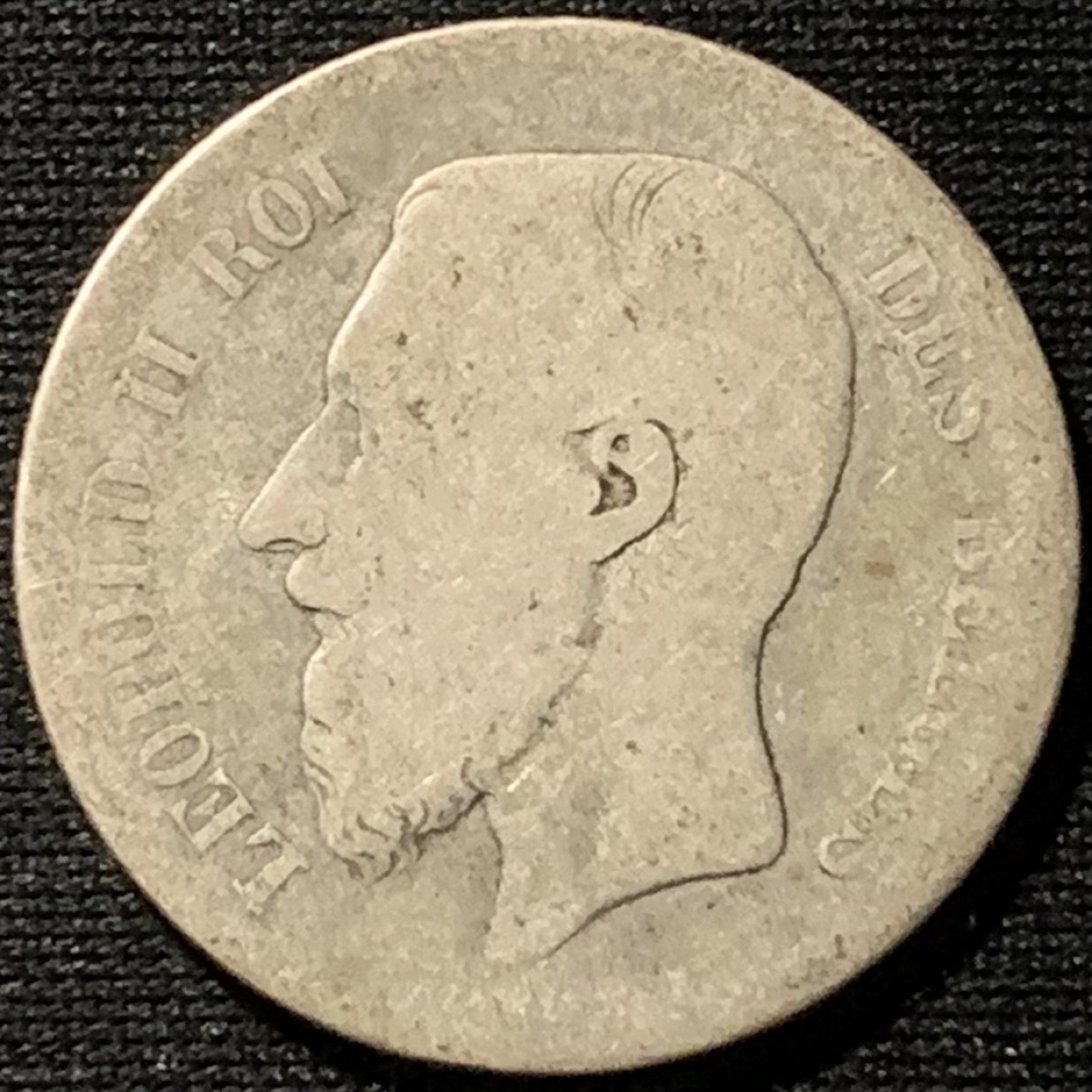 紫瑗钱币——第190期拍卖 比利时 1866年 利奥波德二世 1法郎 5克 0.835银