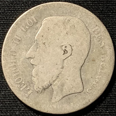 紫瑗钱币——第207期拍卖 - 比利时 1866年 利奥波德二世 1法郎 5克 0.835银