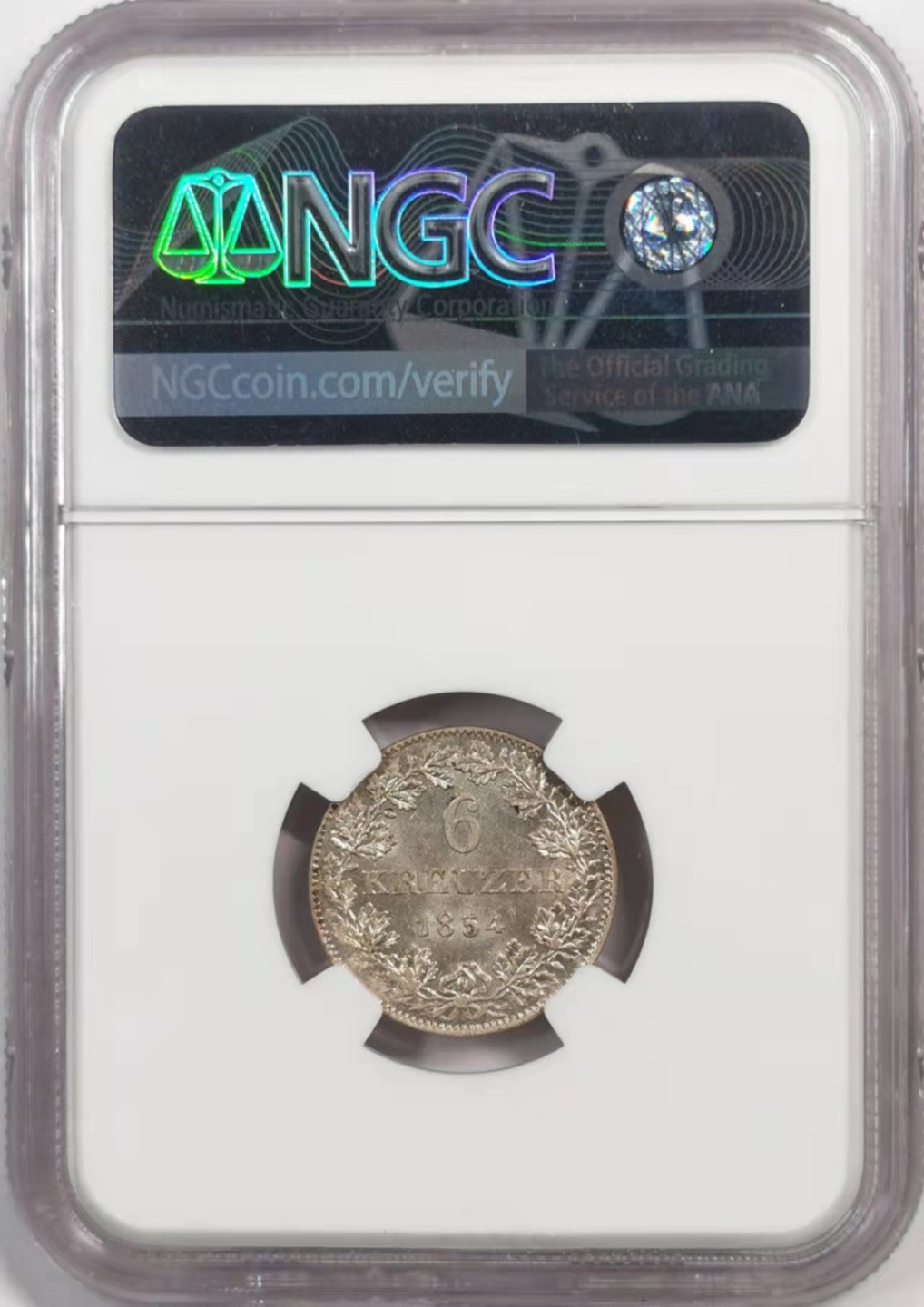 凡希社世界钱币微拍第一百八十八期 1854法兰克福景观6K银辅币NGC-MS62