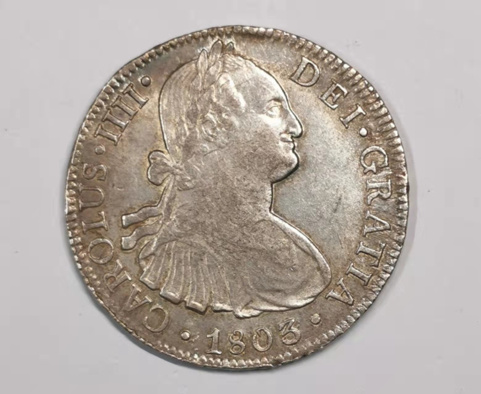 凡希社世界钱币微拍第一百八十八期 1803MO墨西哥卡四双柱AU