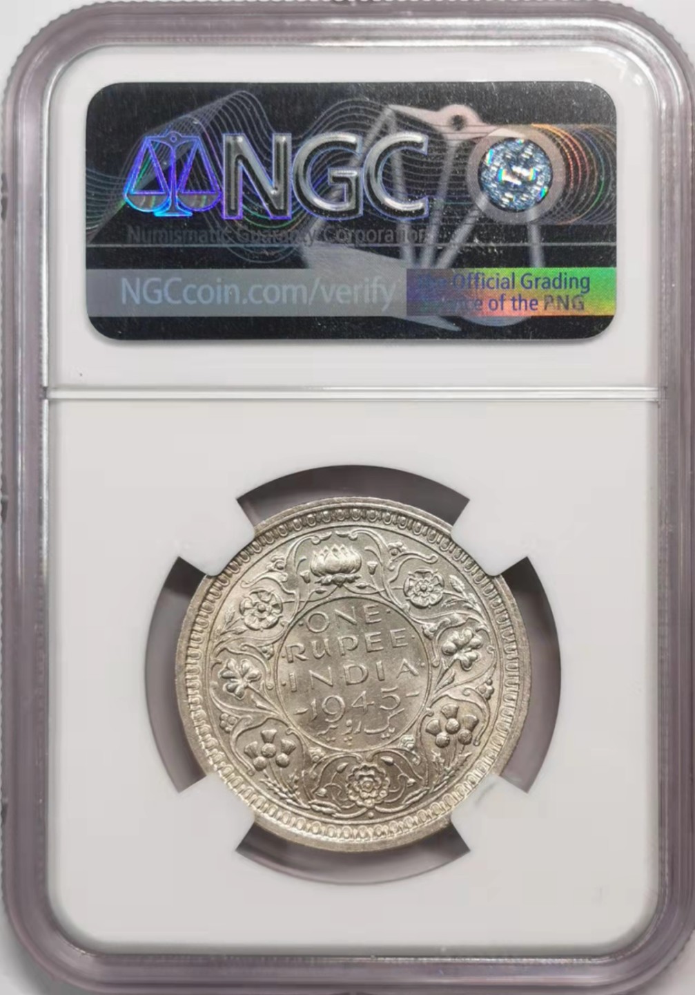 凡希社世界钱币微拍第一百八十八期 1945B英属印度乔六卢比NGC-MS62