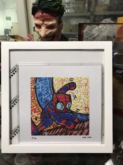 零元拍：歪歪亲笔签名 OWSON系列限量插画复制画《蜘蛛侠》，尺寸约22/22厘米，拍品不含镜框 - 零元拍：歪歪亲笔签名 OWSON系列限量插画复制画《蜘蛛侠》，尺寸约22/22厘米，拍品不含镜框