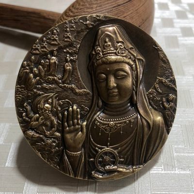 2022新年第一期.综合拍卖场.自动结拍.诚信低价. - 普陀山60厘米大铜章.带证书.编号01026..全新.特价.