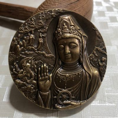 2022新年第一期.综合拍卖场.自动结拍.诚信低价. - 普陀山60厘米大铜章.带证书.编号01025.全新.特价.