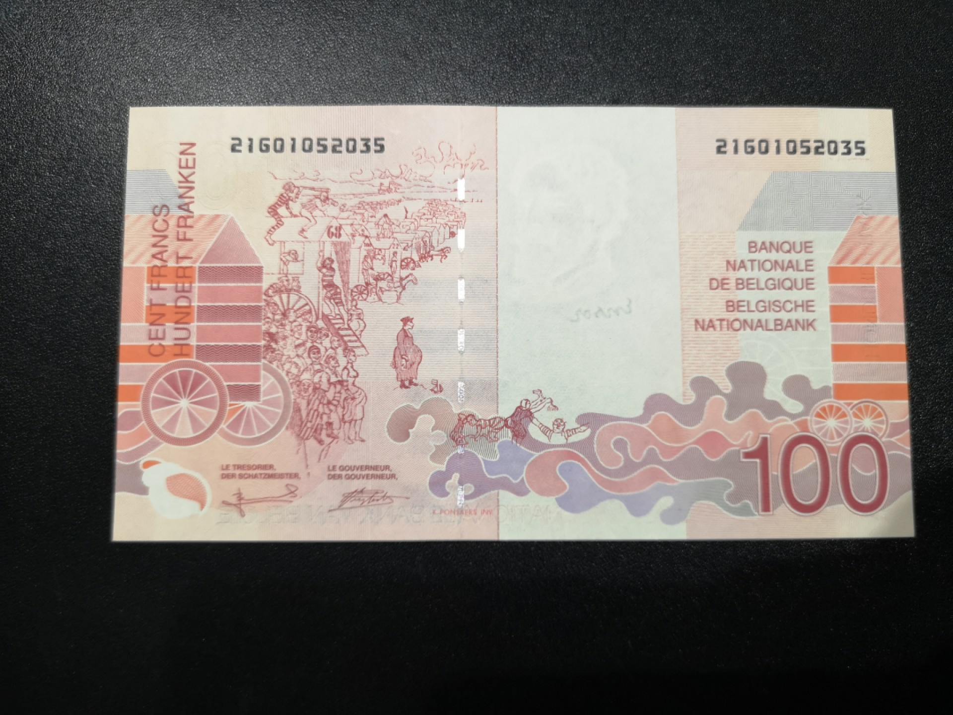 《外钞收藏家》第一百六十四期拍卖（本期100件） 比利时末版100法郎 全新UNC