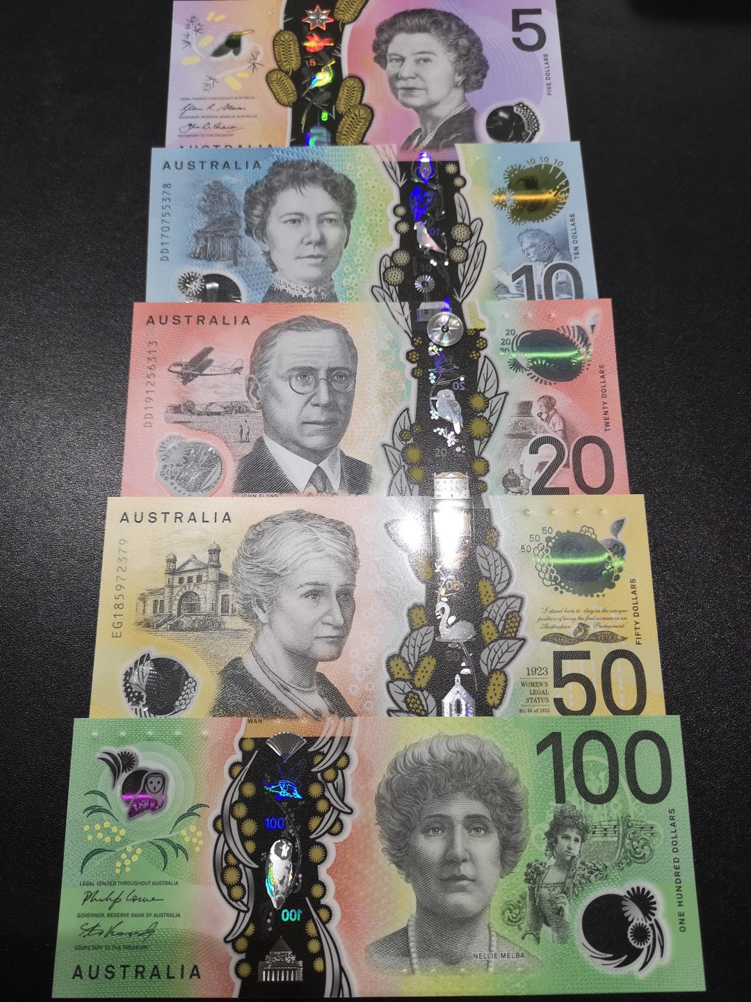 《外钞收藏家》第一百六十四期拍卖（本期100件） 澳大利亚最新版塑料钞 全套 全新UNC