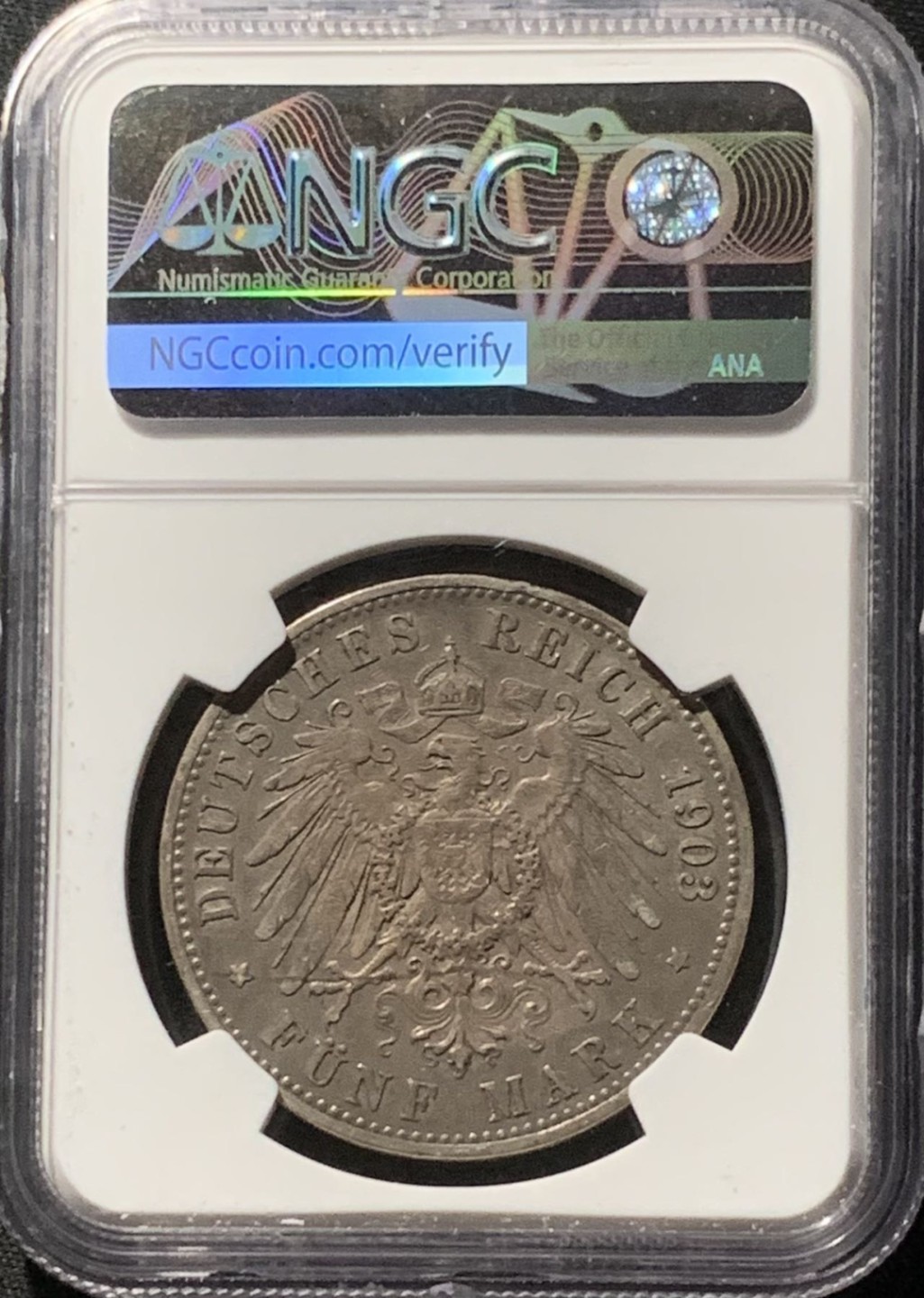 紫瑗钱币——第324期拍卖 德国 普鲁士 1903年 A版 威廉二世 5马克 银币 NGC XF45