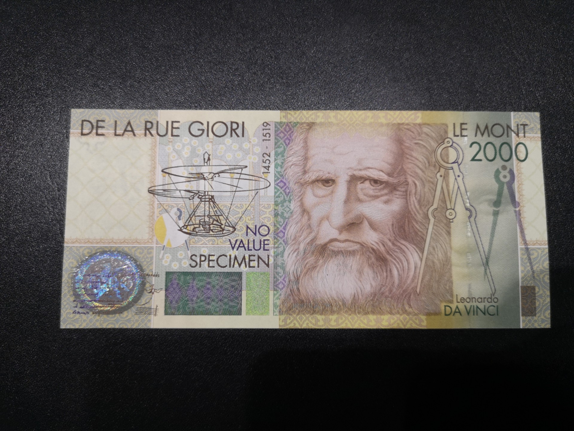 《外钞收藏家》第一百六十四期拍卖（本期100件） 2000达芬奇测试钞 全新UNC