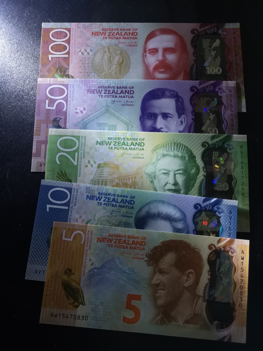 《外钞收藏家》第一百六十四期拍卖（本期100件） 新西兰最新版塑料钞 全套 全新UNC